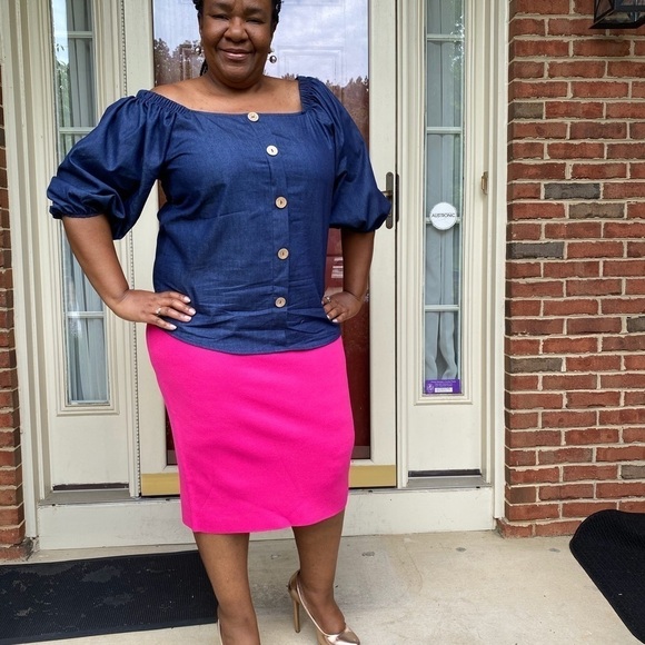 Denim Off Shoulder Tunic - Picture 9 of 10